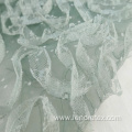 Knitted Dot Flocking Green Lace Embroidery Mesh Fabric